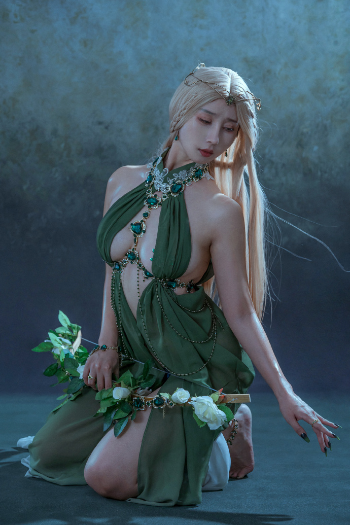 云溪溪 NO.036 奶桃 Tourmaline-Malachite孔雀石